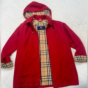 Red Burberry Classic Raincoat - Size M